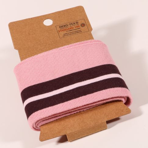 Bande Bord côte Oeko-Tex Rose Rayures Pourpres et rose pâle