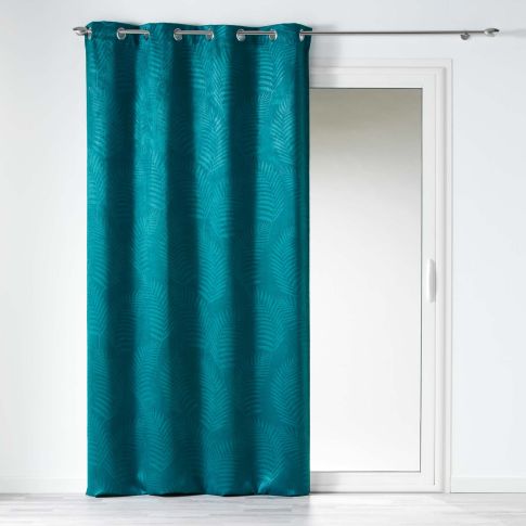 Rideau occultant Craftine 140 x 240 cm Velours Frappé Sarrant Petrole