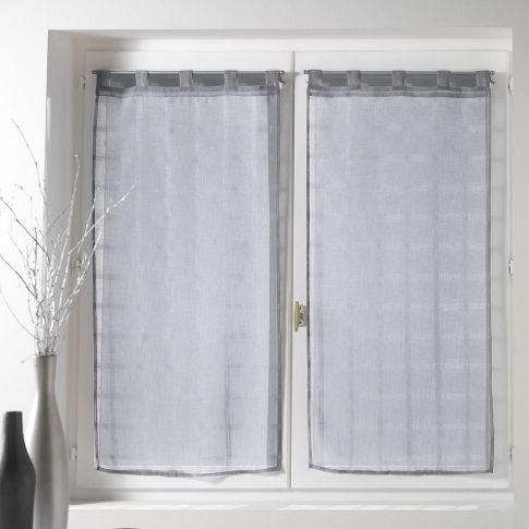 Rideau Voilage vendu par paire Passants Craftine 2 x 60 x 90 cm Sable Aiguèze Gris