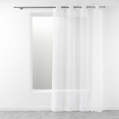 Rideau Voilage à oeillets Craftine 140 x 240 cm Etamine Crash Grignan Blanc