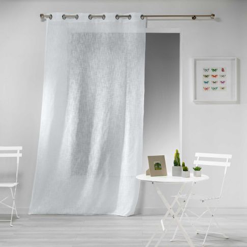 Rideau Voilage à oeillets Craftine 140 x 240 cm Effet Lin Tissé Ars-en-Ré Blanc