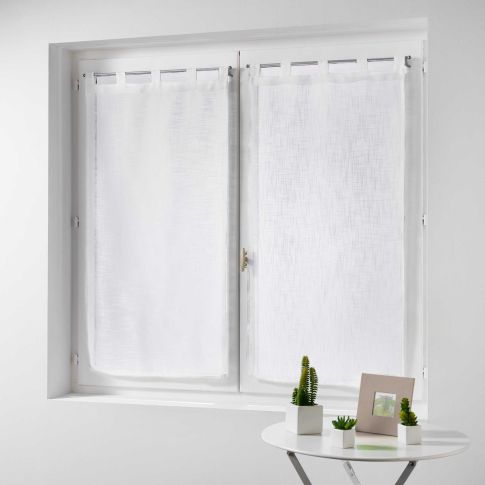 Rideau Voilage vendu par paire Passants Craftine 2 x 60 x 120 cm Effet Lin Tissé Ars-en-Ré Blanc