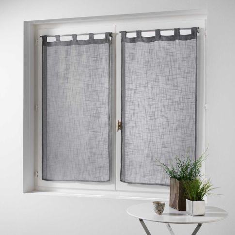 Rideau Voilage vendu par paire Passants Craftine 2 x 60 x 120 cm Effet Lin Tissé Ars-en-Ré Gris