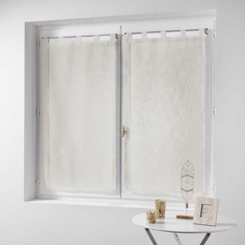 Rideau Voilage vendu par paire Passants Craftine 2 x 60 x 160 cm Effet Lin Tissé Ars-en-Ré Naturel