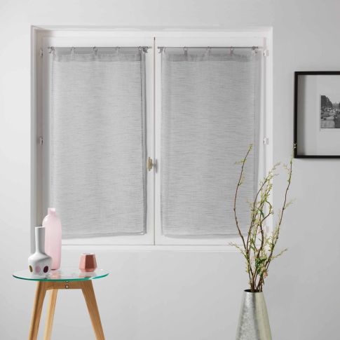 Rideau Voilage vendu par paire Anneaux Craftine 2 x 60 x 90 cm Tissé Balazuc Gris