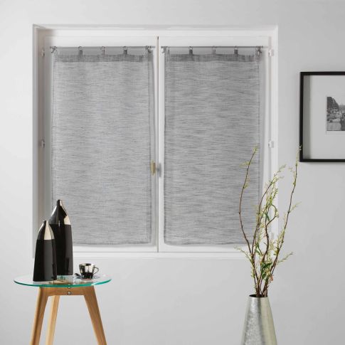 Rideau Voilage vendu par paire Anneaux Craftine 2 x 60 x 120 cm Tissé Balazuc Anthracite