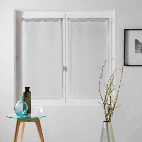 Rideau Voilage vendu par paire Anneaux Craftine 2 x 60 x 120 cm Tissé Balazuc Blanc