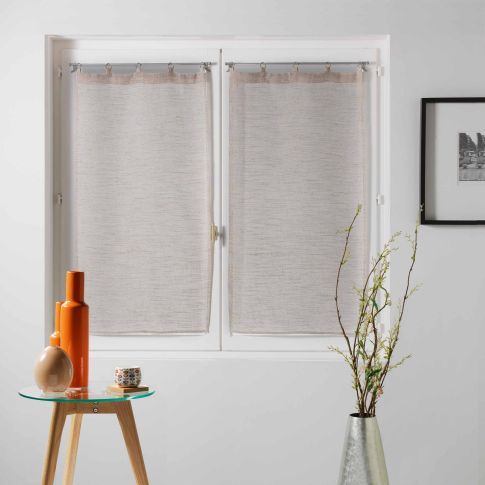 Rideau Voilage vendu par paire Anneaux Craftine 2 x 60 x 160 cm Tissé Balazuc Beige