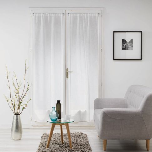 Rideau Voilage vendu par paire Passe Tringle Craftine 2 x 70 x 200 cm Tissé Balazuc Blanc