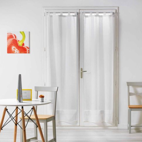 Rideau Voilage vendu par paire Passants Craftine 2 x 70 x 200 cm Sable Bargème Blanc