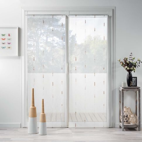 Rideau Voilage vendu par paire Passe Tringle Craftine 2 x 70 x 200 cm Sable Fil Chenille Ainhoa Naturel