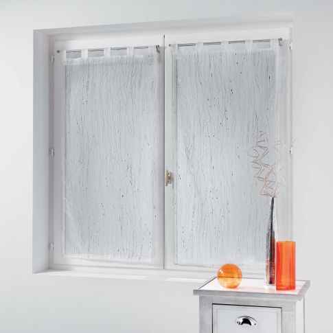 Rideau Voilage vendu par paire Passants Craftine 2 x 45 x 160 cm Sable Applique Hendaye Blanc