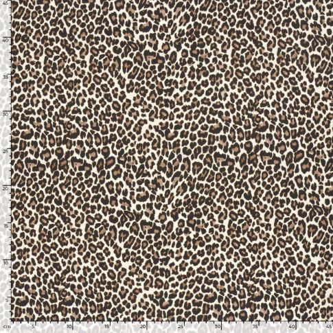 Tissu Sweat léger French Terry Maïa motif léopard sur fond Beige sable