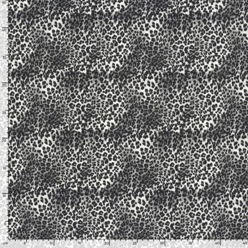 Tissu Sweat léger French Terry Alya léopard Noir sur fond Blanc