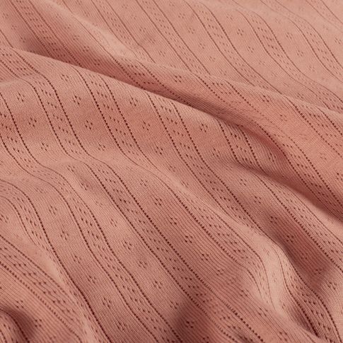 Tissu Jersey Coton ajouré Camille uni Corail