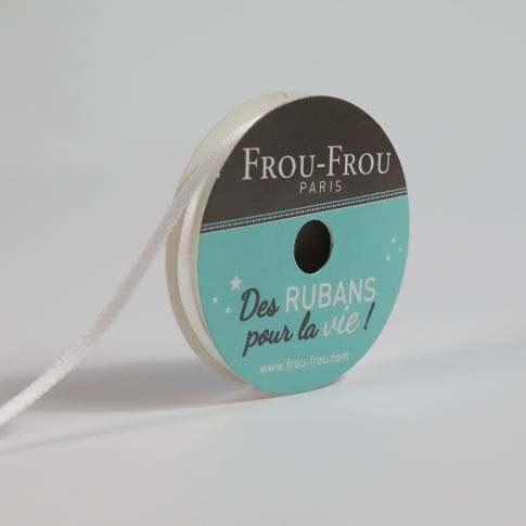 Bobinette Ruban Satin double face Frou-Frou Neige - 3 mm x 8 mètres