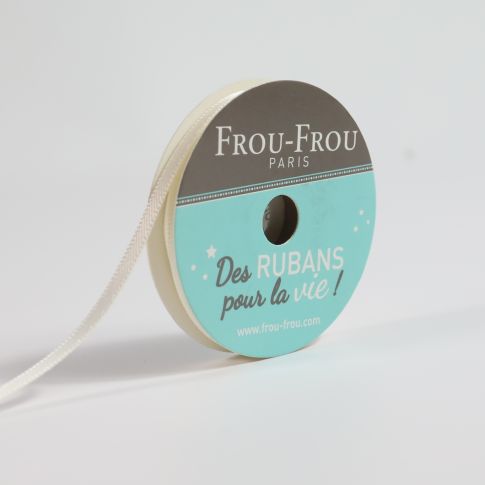 Bobinette Ruban Satin double face Frou-Frou Ivoire nacre - 3 mm x 8 mètres