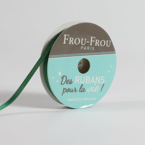Bobinette Ruban Satin double face Frou-Frou Emeraude - 3 mm x 8 mètres