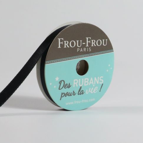 Bobinette Ruban Satin double face Frou-Frou Noir de jais - 6 mm x 6 mètres