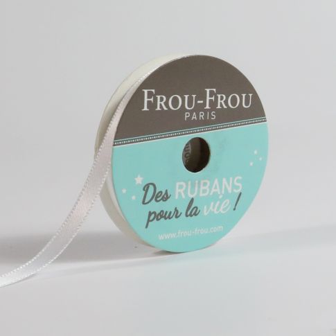 Bobinette Ruban Satin double face Frou-Frou Neige - 6 mm x 6 mètres