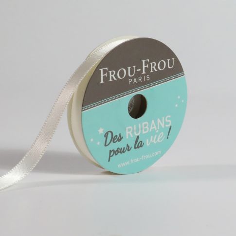 Bobinette Ruban Satin double face Frou-Frou Ivoire nacre - 6 mm x 6 mètres