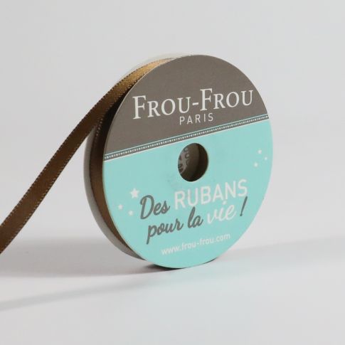 Bobinette Ruban Satin double face Frou-Frou Brun - 6 mm x 6 mètres