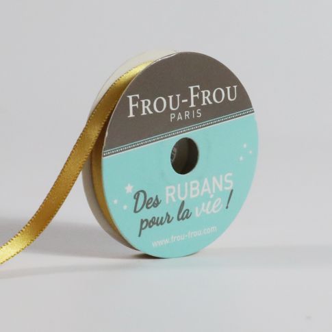 Bobinette Ruban Satin double face Frou-Frou Poussière d'or - 6 mm x 6 mètres