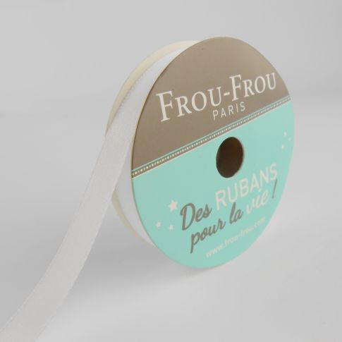 Bobinette Ruban Satin double face Frou-Frou Neige - 9 mm x 6 mètres