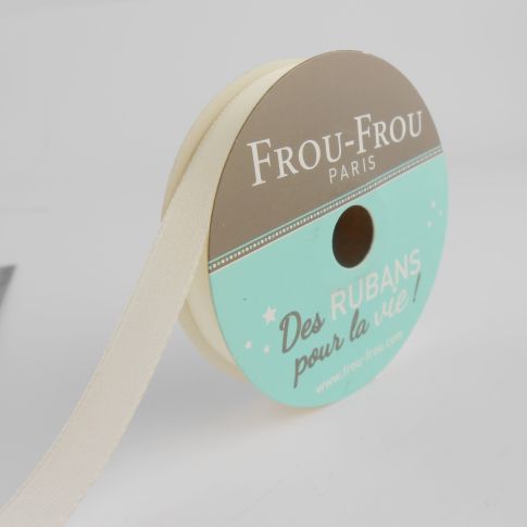 Bobinette Ruban Satin double face Frou-Frou Ivoire nacre - 9 mm x 6 mètres