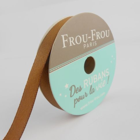 Bobinette Ruban Satin double face Frou-Frou Brun - 9 mm x 6 mètres