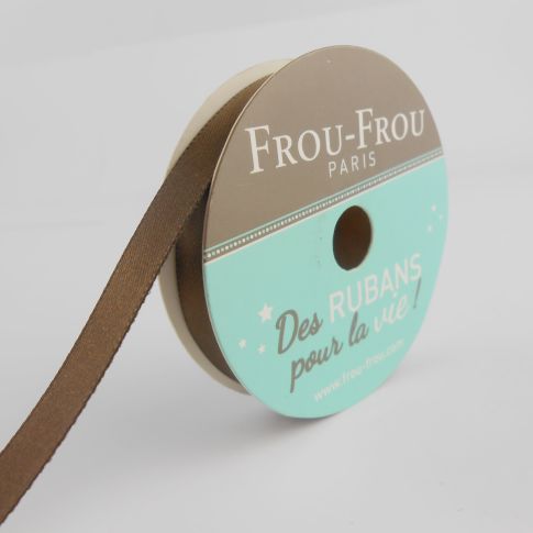 Bobinette Ruban Satin double face Frou-Frou Chocolat - 9 mm x 6 mètres
