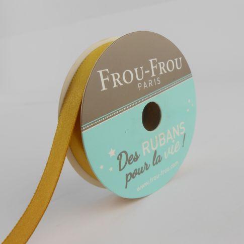 Bobinette Ruban Satin double face Frou-Frou Poussière d'or - 9 mm x 6 mètres