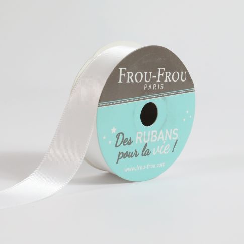 Bobinette Ruban Satin double face Frou-Frou Neige - 16 mm x 6 mètres