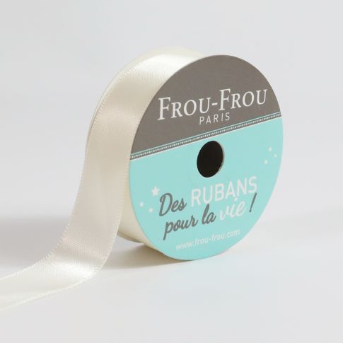 Bobinette Ruban Satin double face Frou-Frou Ivoire nacre - 16 mm x 6 mètres
