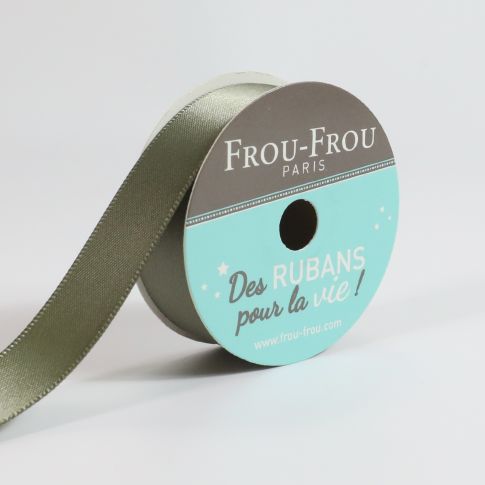 Bobinette Ruban Satin double face Frou-Frou Kaki - 16 mm x 6 mètres