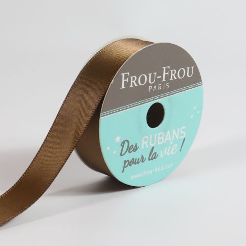 Bobinette Ruban Satin double face Frou-Frou Brun - 16 mm x 6 mètres