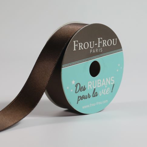 Bobinette Ruban Satin double face Frou-Frou Chocolat - 16 mm x 6 mètres