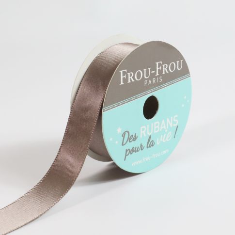 Bobinette Ruban Satin double face Frou-Frou Taupe - 16 mm x 6 mètres