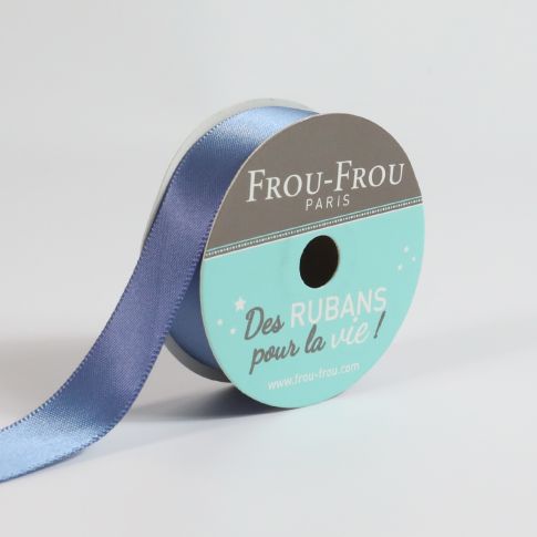 Bobinette Ruban Satin double face Frou-Frou Ardoise cendre - 16 mm x 6 mètres