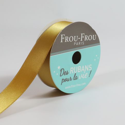 Bobinette Ruban Satin double face Frou-Frou Poussière d'or - 16 mm x 6 mètres