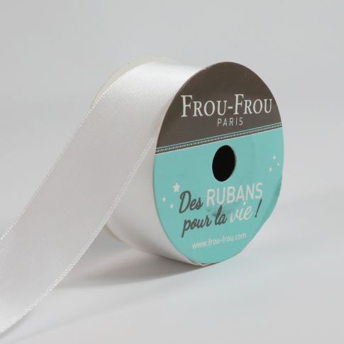 Bobinette Ruban Satin double face Frou-Frou Neige - 25 mm x 5 mètres