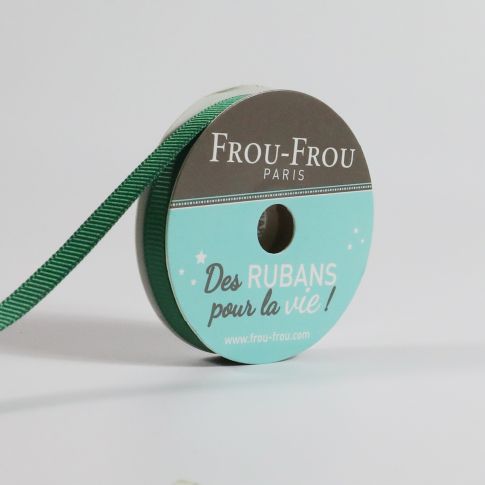 Bobinette Ruban Gros grain Frou-Frou Emeraude - 6 mm x 6 mètres