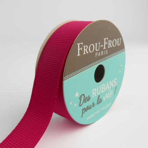 Bobinette Ruban Gros grain Frou-Frou Fushia - 16 mm x 6 mètres