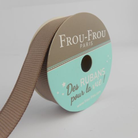 Bobinette Ruban Gros grain Frou-Frou Taupe - 16 mm x 6 mètres