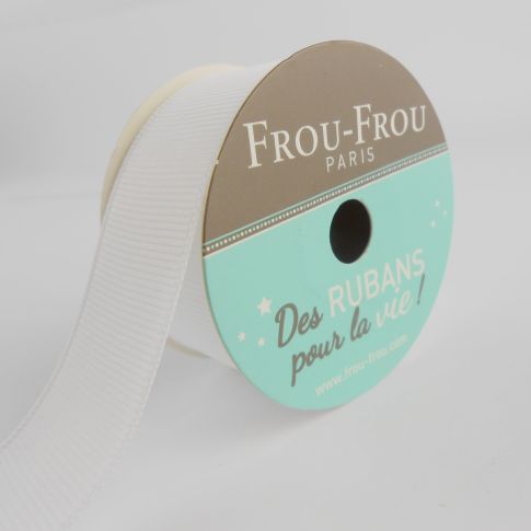 Bobinette Ruban Gros grain Frou-Frou Neige - 25 mm x 5 mètres