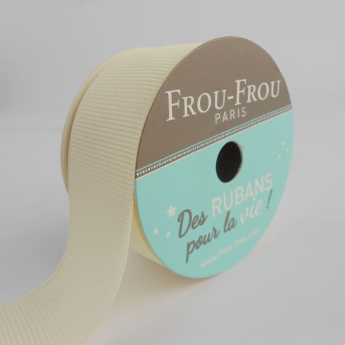 Bobinette Ruban Gros grain Frou-Frou Ivoire nacre - 25 mm x 5 mètres