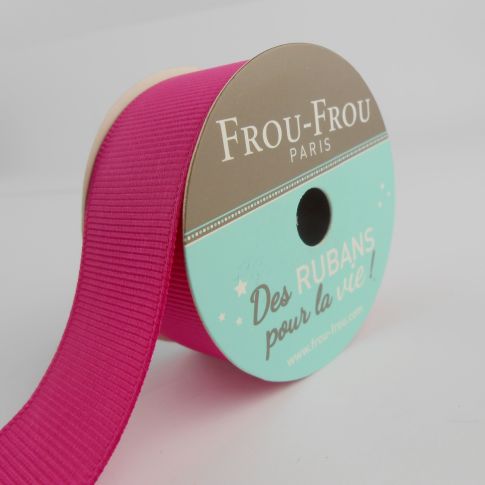 Bobinette Ruban Gros grain Frou-Frou Fushia - 25 mm x 5 mètres
