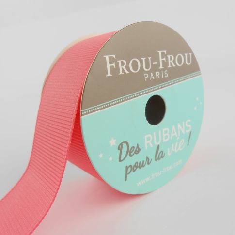 Bobinette Ruban Gros grain Frou-Frou Corail - 25 mm x 5 mètres