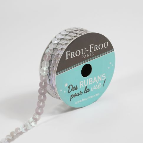 Bobinette Ruban Sequins Frou-Frou Ivoire nacre - 6 mm x 5 mètres