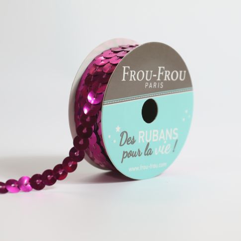 Bobinette Ruban Sequins Frou-Frou Fushia - 6 mm x 5 mètres